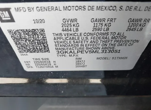 3GKALPEV5ML313051 2021 2021 GMC Terrain- Fwd Slt 9