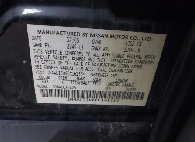 1N4AL11D66C161534 2006 2006 Nissan Altima- 2-5 S 9