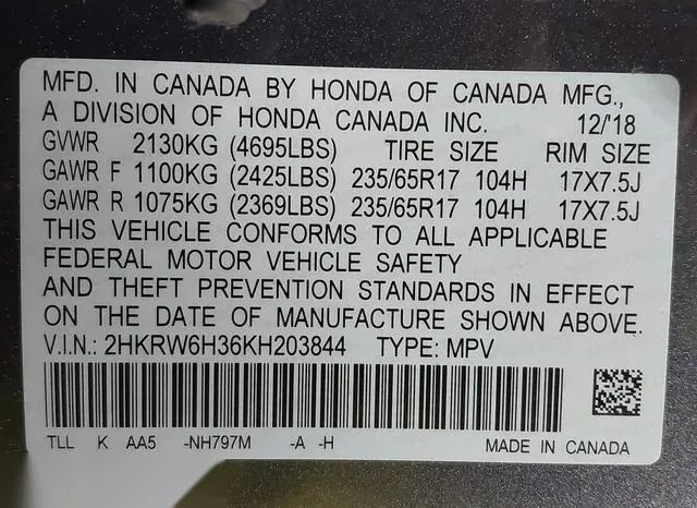 2HKRW6H36KH203844 2019 2019 Honda CR-V- LX 9