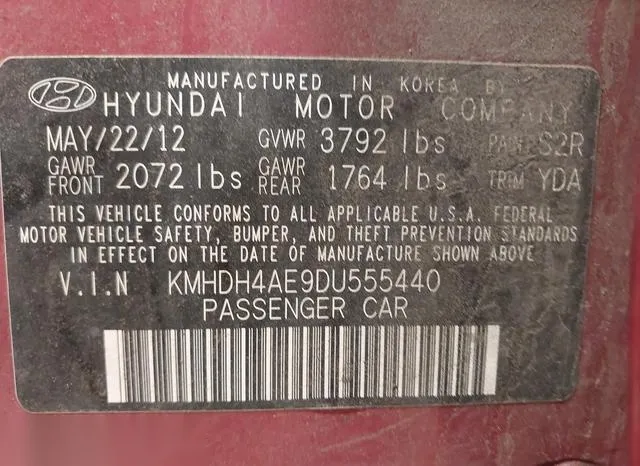 KMHDH4AE9DU555440 2013 2013 Hyundai Elantra- Gls 9