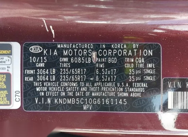 KNDMB5C10G6161145 2016 2016 KIA Sedona- LX 9