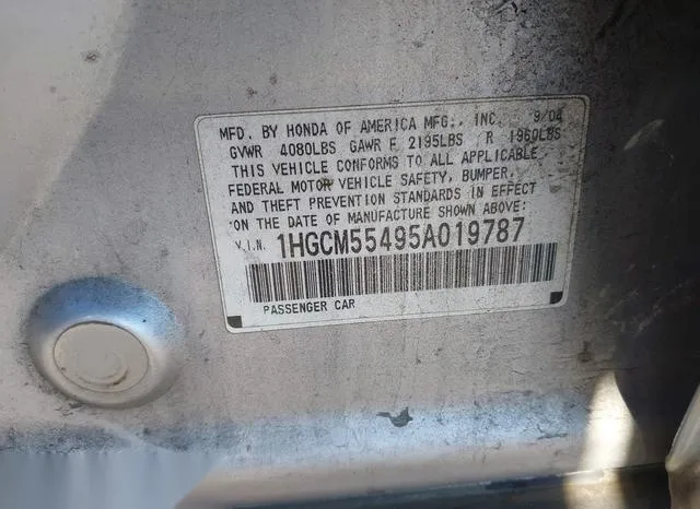 1HGCM55495A019787 2005 2005 Honda Accord- 2-4 LX 9