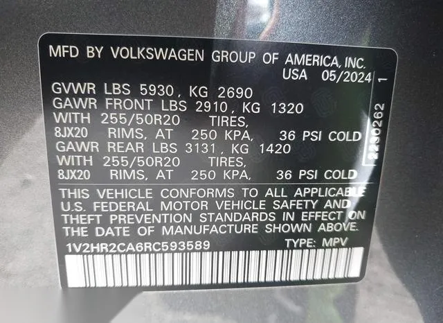 1V2HR2CA6RC593589 2024 2024 Volkswagen Atlas- 2-0T Se W/Tec 9