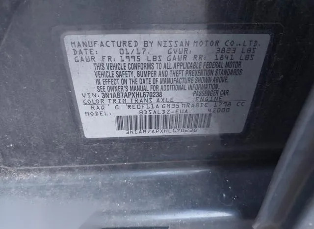 3N1AB7APXHL670238 2017 2017 Nissan Sentra- SV 9