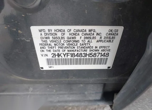 2HKYF18483H587148 2003 2003 Honda Pilot- EX 9