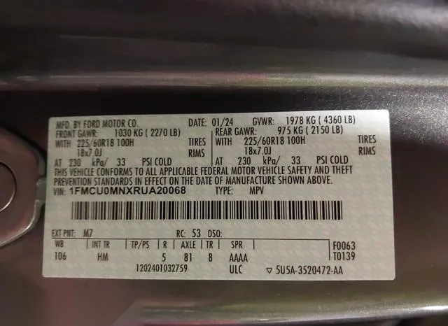 1FMCU0MNXRUA20068 2024 2024 Ford Escape- St-Line 9