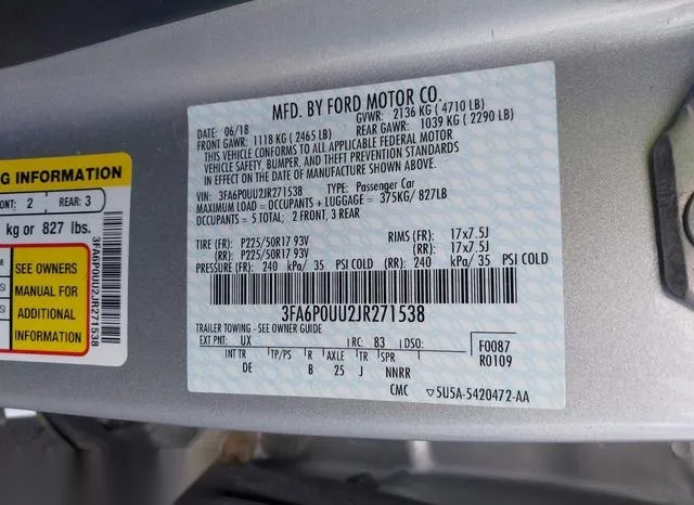 3FA6P0UU2JR271538 2018 2018 Ford Fusion- Hybrid S 9