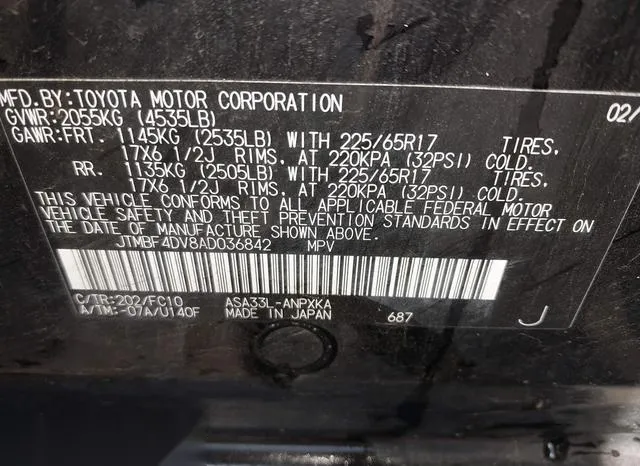 JTMBF4DV8AD036842 2010 2010 Toyota RAV4 9