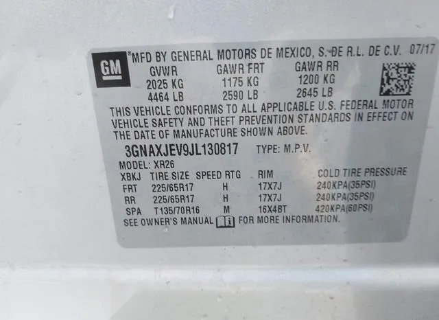 3GNAXJEV9JL130817 2018 2018 Chevrolet Equinox- LT 9