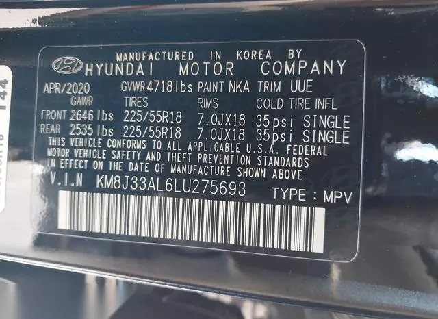 KM8J33AL6LU275693 2020 2020 Hyundai Tucson- Ultimate 9