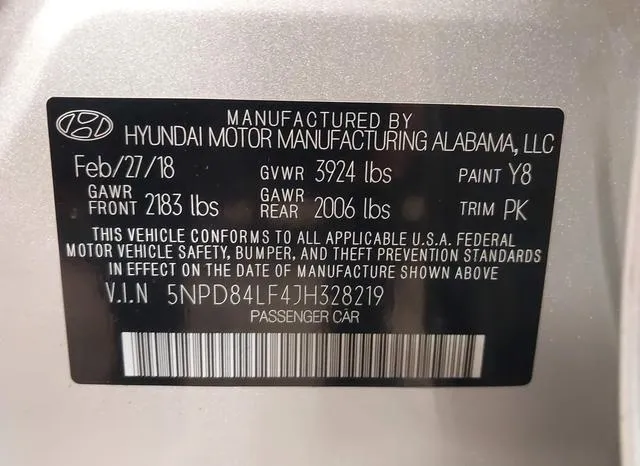 5NPD84LF4JH328219 2018 2018 Hyundai Elantra- Sel 9