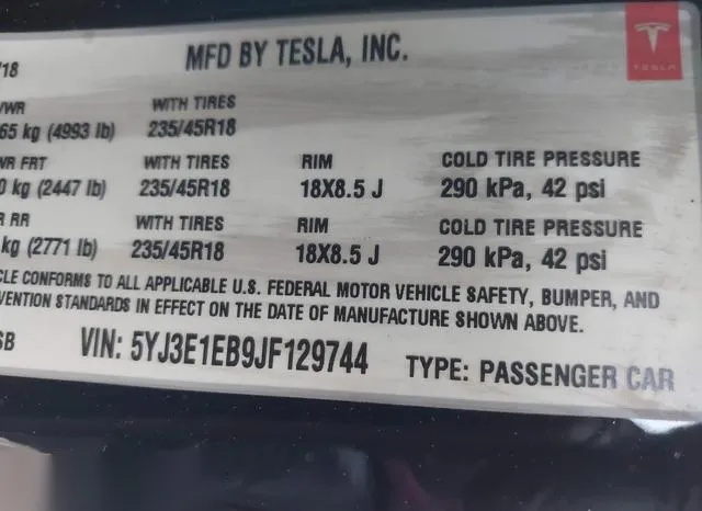 5YJ3E1EB9JF129744 2018 2018 Tesla Model 3- Long Range/Perfo 9