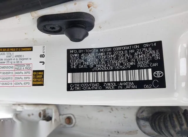 JTDKN3DU3F1875679 2015 2015 Toyota Prius 9