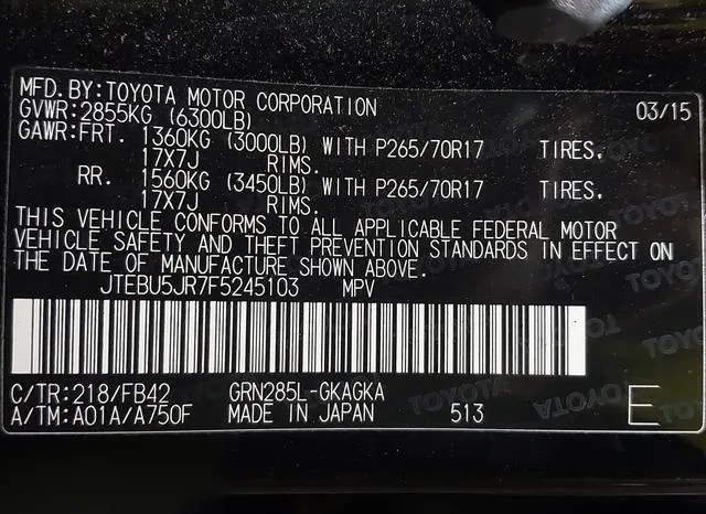 JTEBU5JR7F5245103 2015 2015 Toyota 4runner- SR5 9