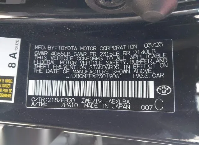 JTDBCMFEXP3019061 2023 2023 Toyota Corolla- Hybrid Le 9