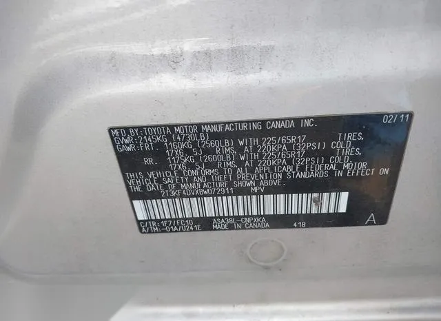 2T3KF4DVXBW072911 2011 2011 Toyota RAV4 9