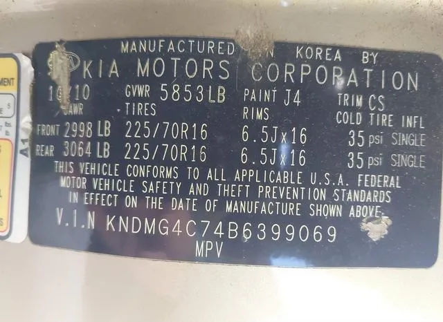 KNDMG4C74B6399069 2011 2011 KIA Sedona- LX 9