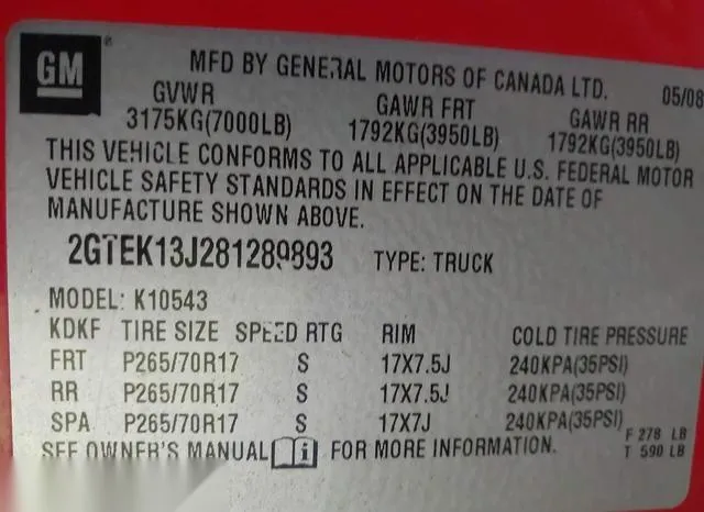 2GTEK13J281289893 2008 2008 GMC Sierra- 1500 Sle1 9