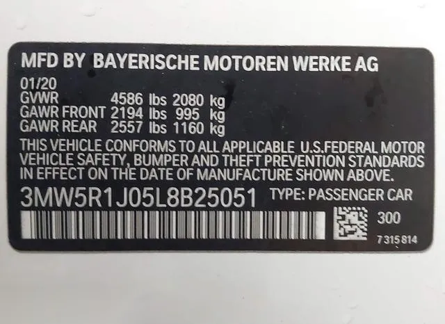 3MW5R1J05L8B25051 2020 2020 BMW 3 Series- 330I 9