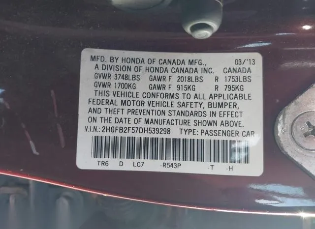 2HGFB2F57DH539298 2013 2013 Honda Civic- LX 9