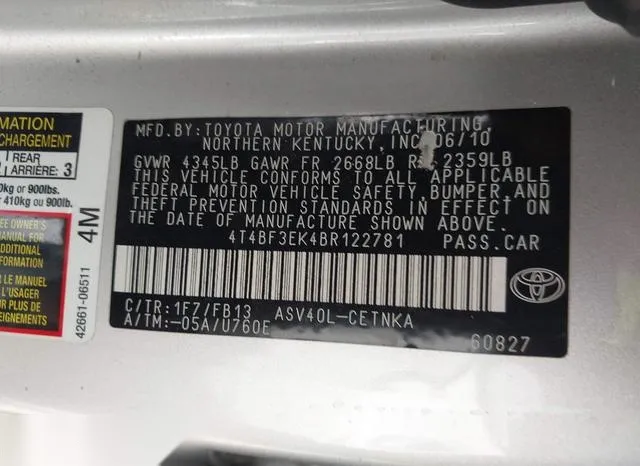 4T4BF3EK4BR122781 2011 2011 Toyota Camry- LE 9