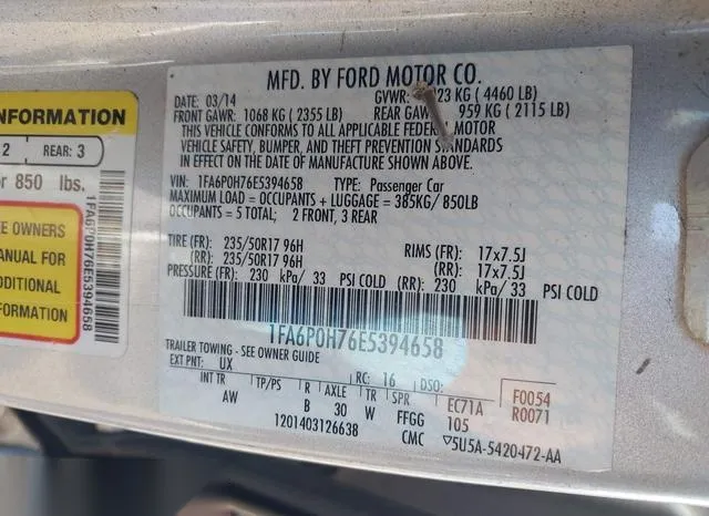 1FA6P0H76E5394658 2014 2014 Ford Fusion- SE 9