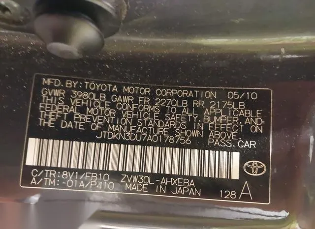 JTDKN3DU7A0178756 2010 2010 Toyota Prius- II 9