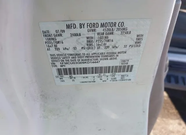 1FMCU03G09KD14447 2009 2009 Ford Escape- Xlt 9