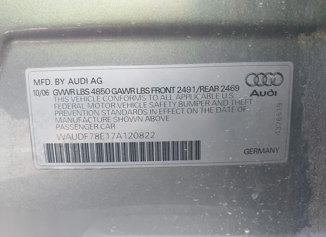 WAUDF78E17A120822 2007 2007 Audi A4- 2-0T 9