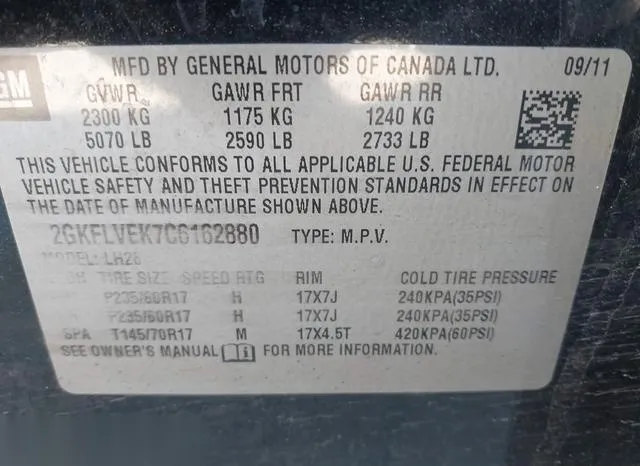 2GKFLVEK7C6162880 2012 2012 GMC Terrain- Slt-1 9