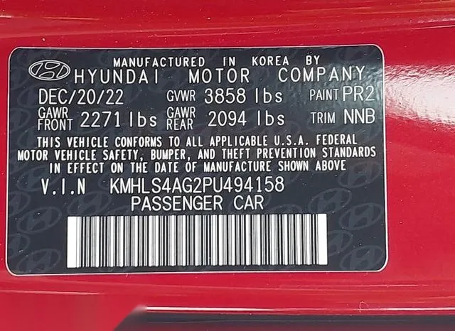 KMHLS4AG2PU494158 2023 2023 Hyundai Elantra- Sel 9