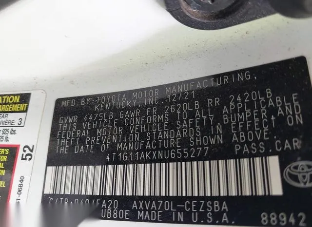 4T1G11AKXNU655277 2022 2022 Toyota Camry- SE 9