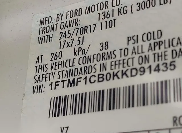 1FTMF1CB0KKD91435 2019 2019 Ford F-150- XL 9