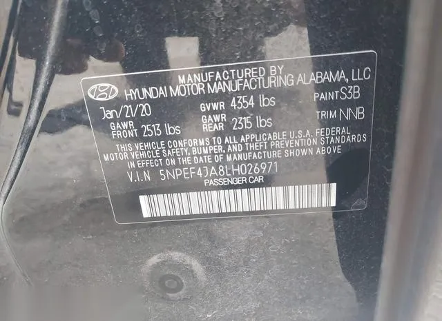 5NPEF4JA8LH026971 2020 2020 Hyundai Sonata- Sel 9