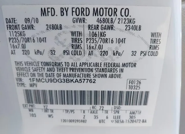 1FMCU9DG3BKA57762 2011 2011 Ford Escape- Xlt 9