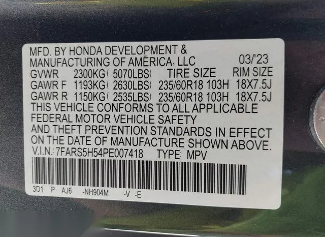 7FARS5H54PE007418 2023 2023 Honda CR-V- Hybrid Sport 9