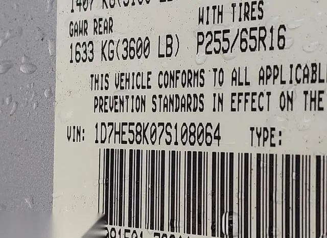 1D7HE58K07S108064 2007 2007 Dodge Dakota- Laramie 9