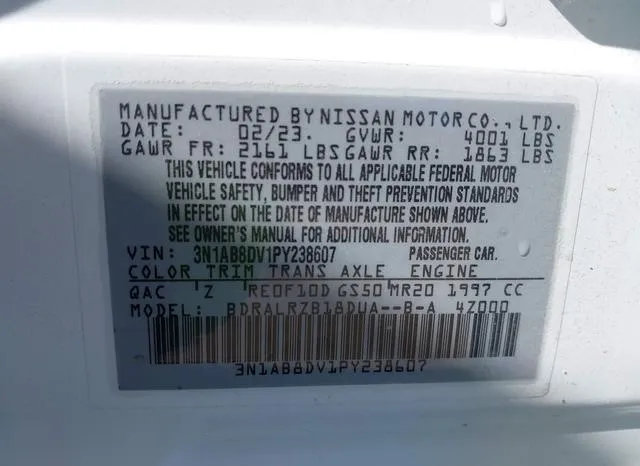 3N1AB8DV1PY238607 2023 2023 Nissan Sentra- Sr Xtronic Cvt 9