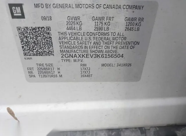 2GNAXKEV3K6156504 2019 2019 Chevrolet Equinox- LT 9