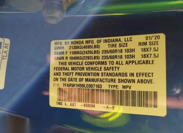 7FARW1H59LE007163 2020 2020 Honda CR-V- EX 9