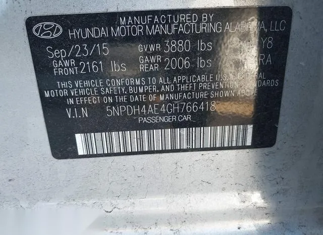 5NPDH4AE4GH766418 2016 2016 Hyundai Elantra- SE 9