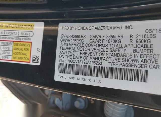 1HGCV1F19JA196263 2018 2018 Honda Accord- LX 9