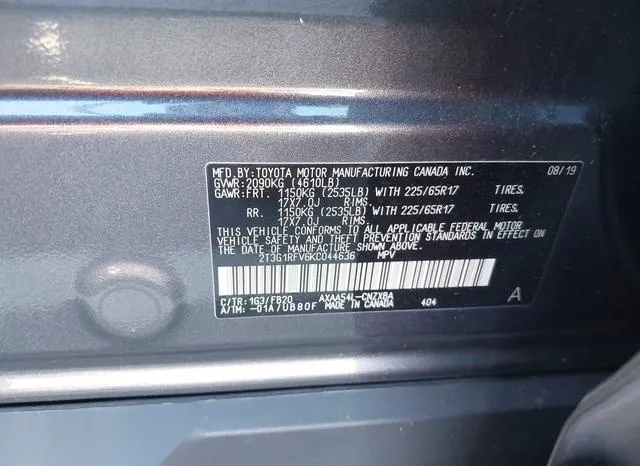 2T3G1RFV6KC044636 2019 2019 Toyota RAV4- LE 9