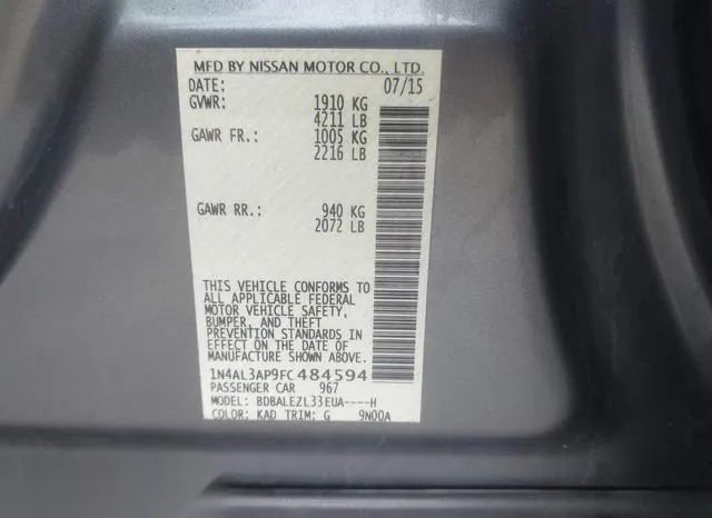 1N4AL3AP9FC484594 2015 2015 Nissan Altima- 2-5 S 9