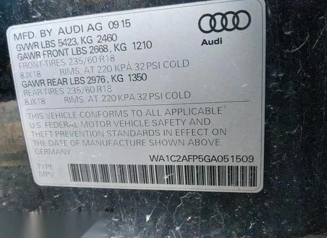 WA1C2AFP5GA051509 2016 2016 Audi Q5- 2-0T Premium 9