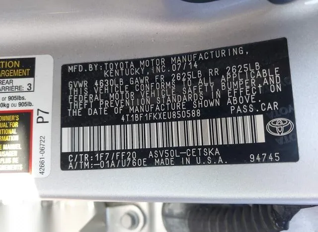 4T1BF1FKXEU850588 2014 2014 Toyota Camry- SE 9