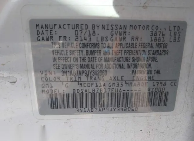 3N1AB7AP9JY342060 2018 2018 Nissan Sentra- S 9