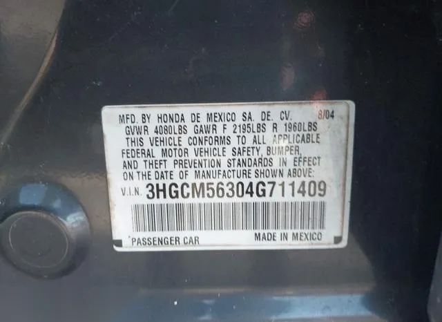 3HGCM56304G711409 2004 2004 Honda Accord- Sedan LX 9