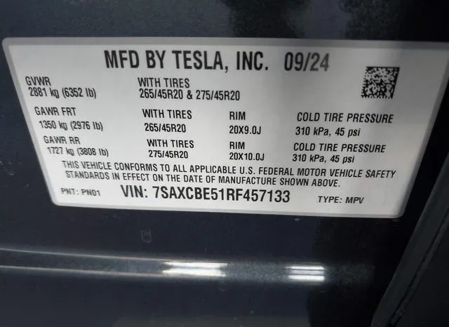 7SAXCBE51RF457133 2024 2024 Tesla Model X- Long Range 9