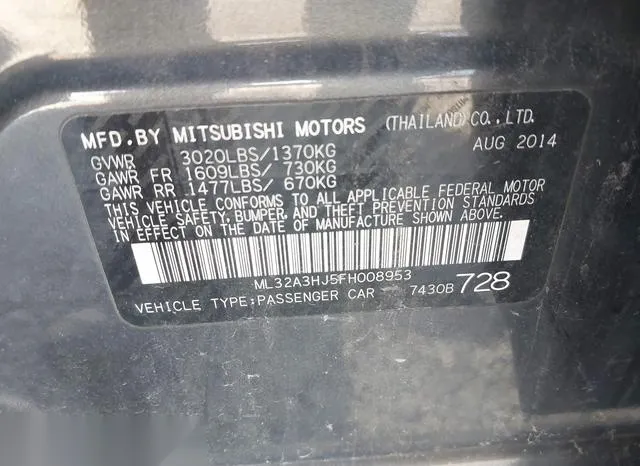 ML32A3HJ5FH008953 2015 2015 Mitsubishi Mirage- De/Rf 9